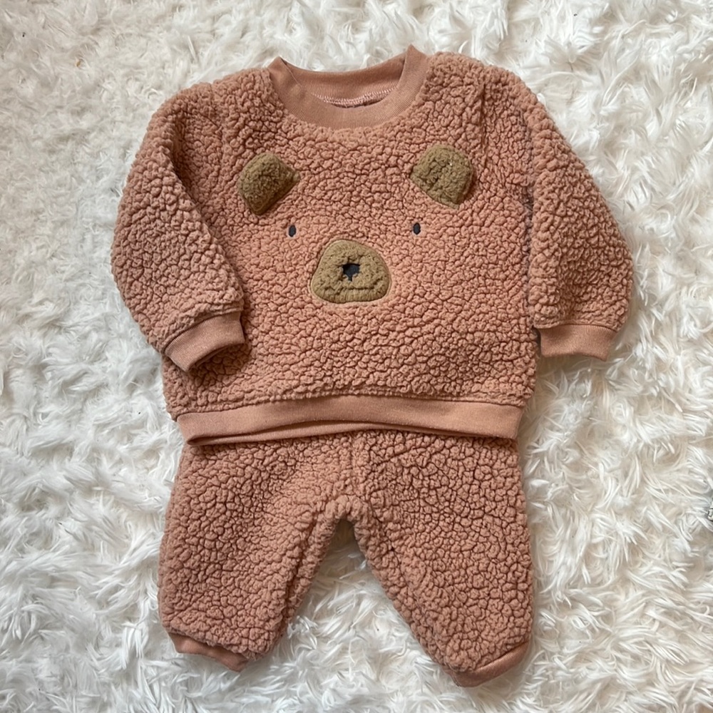 Brown bear sweatshirt and joggers matching sets 3 months